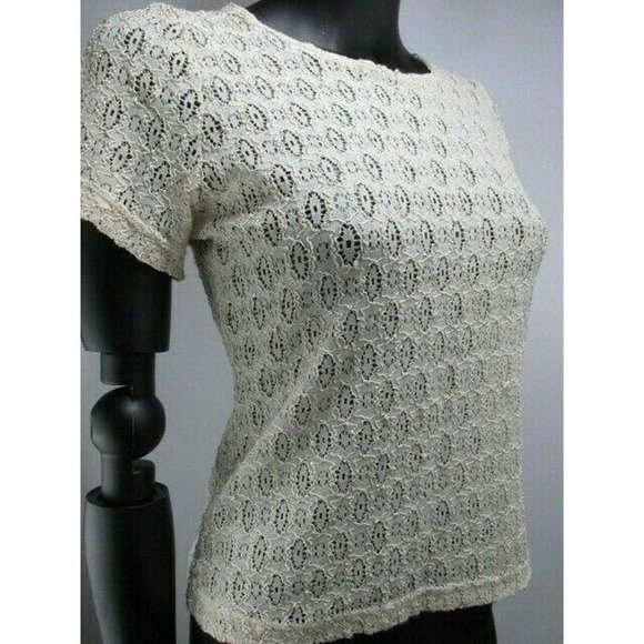 NOW Short Sleeve Threaded Crochet Lace Blouse - Picture 9 of 12